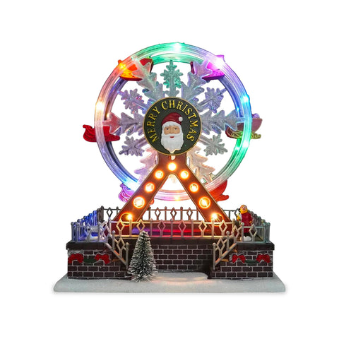 Joywheel Animated Christmas Ferris Wheel with LED Lights, Music, and Movement, Light-Up Christmas Village Decoration 23x16x28 cm Battery-Powered