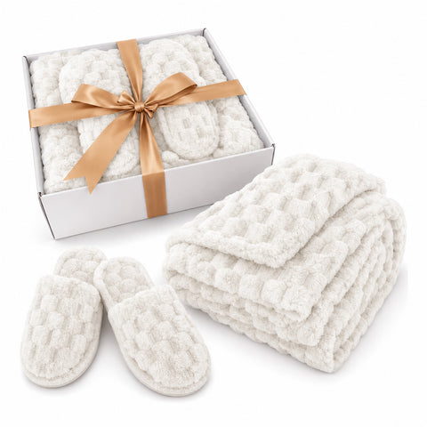 saint joy set coperta e pantofole soffici e avvolgenti plaid morbido 125x170 cm ciabatte taglia unica 4 colori ean 8056819079661