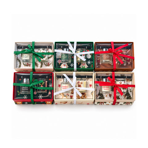 Home Fragrance Set with Reed Diffuser and Scented Candle, Christmas Fragrances, Christmas Gift Box