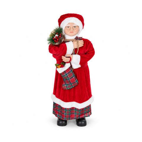Christmas figurine of Santa Claus and Mrs. Claus, h110cm, decoration for home, shop, and display windows, 2 selectable variants with pine branches and pinecones
