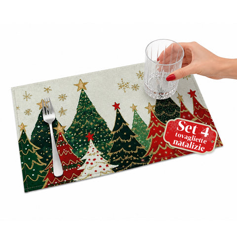 Christmas Placemats Set of 4, 30x45 cm, 2 Designs