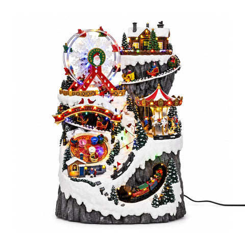 Light-up and Musical Christmas Mountain Village with Rides H76 cm