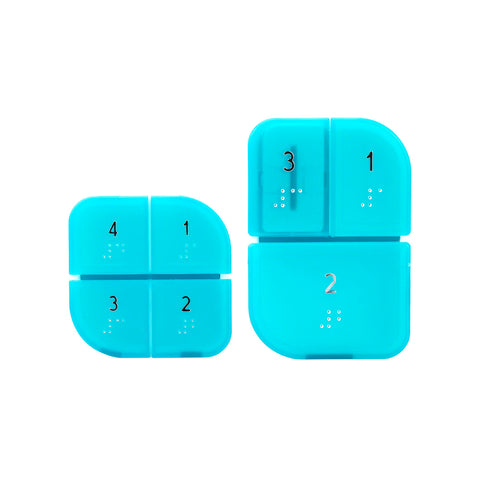 7-day pill organizer set, white and light blue