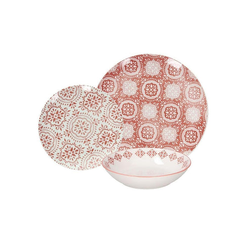Set of 18 Coral Porcelain Plates
