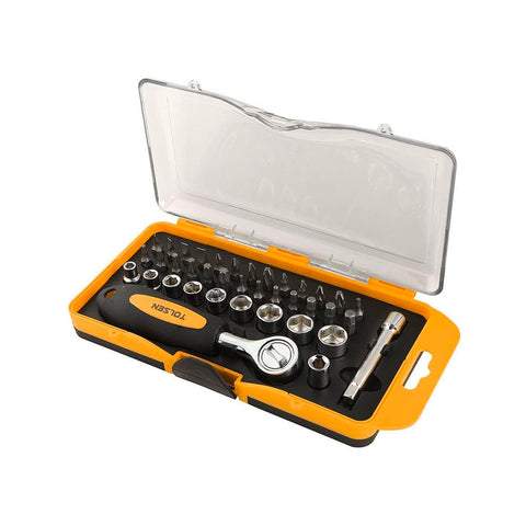 Ratchet with extension and adapter, 9 sockets, and 26 bits 22*11.5*3.5