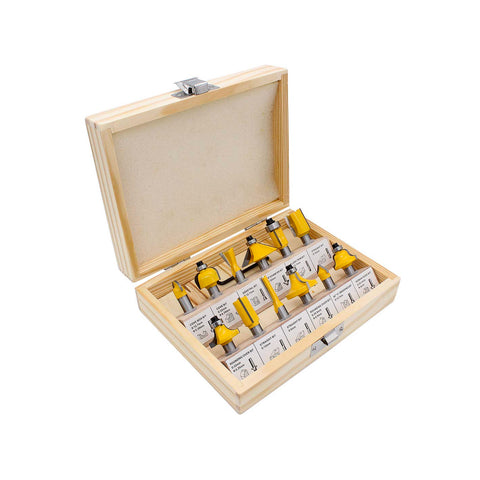 15-Piece Mixed Wood Router Bit Set with 8mm Shank