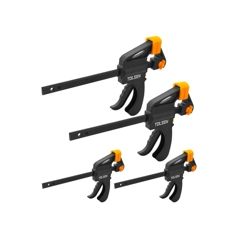 Set of 4 ratchet clamps with non-slip pads 10-15cm
