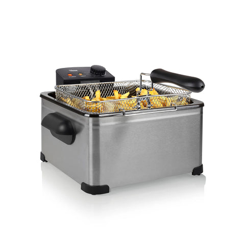 2000w double stainless steel fryer with 3 baskets, 5l