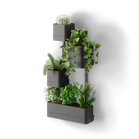 Plastic Wall-Mounted Planter with 4 Pots