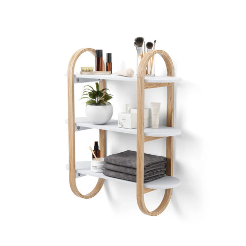 White Wooden Wall Shelf with 3 Shelves