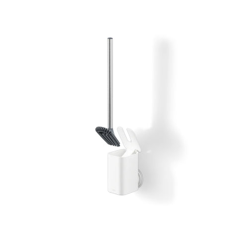 Wall-mounted toilet brush holder and white toilet brush