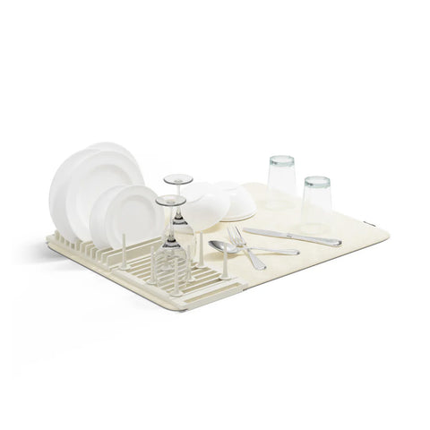 Dish Drainer with Drip-Absorbing Mat, 47x17x9cm, Cream