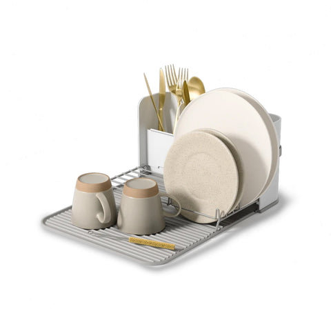 Space-Saving Dish Drainer with Foldable Rack and Mat