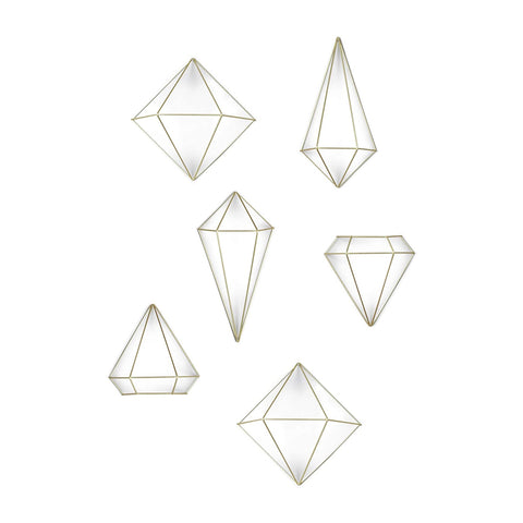 Set of 6 Decorative Wall Planters Prisma Gold