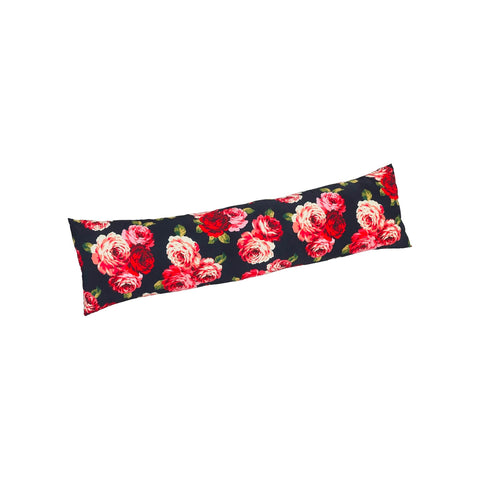 Black Draft Excluder with Rose Decoration in Soft, Flexible Polyester