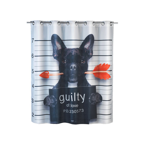 Mildew-Resistant Polyester Shower Curtain with Dog Design