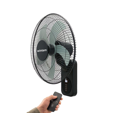 Barrow Black Wall-Mounted Fan 40cm 60W - 8 Speeds with Remote Control and 9h Timer - 120° Oscillation and 30° Tilt
