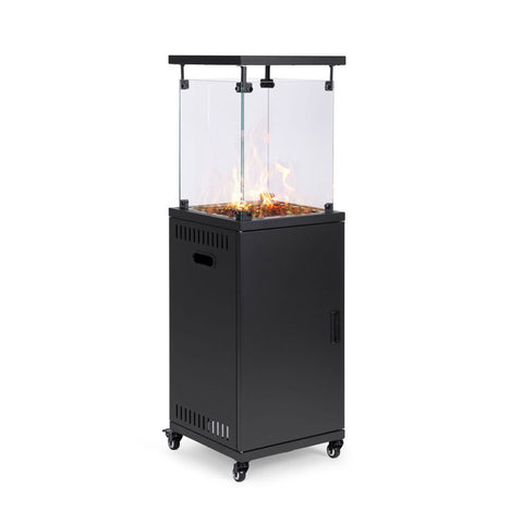 Outdoor gas fire pit with lava rock and wheels – 12kW