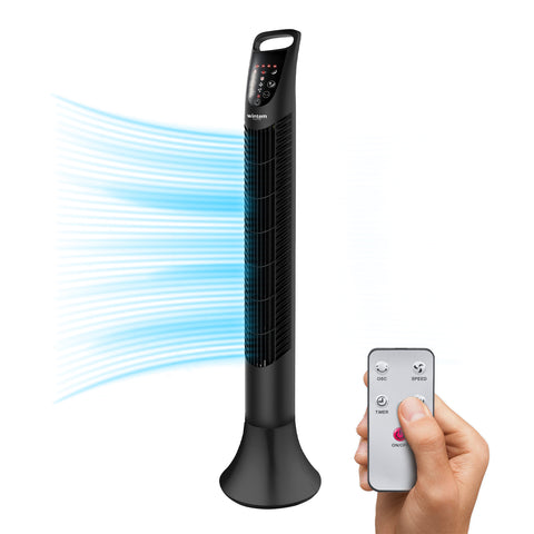 40W Tower Fan with 3 Speeds, 2 Modes, and Included Remote Control
