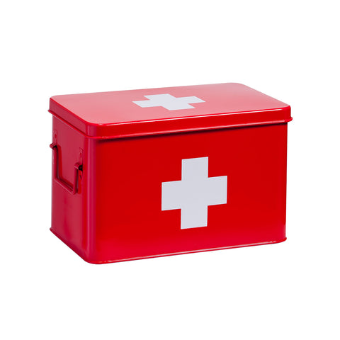 Red metal first aid box