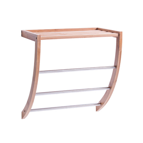 Bamboo shelf with 3 towel rails 38x24x40cm