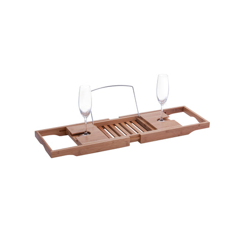 Bathtub shelf with wine glass holder