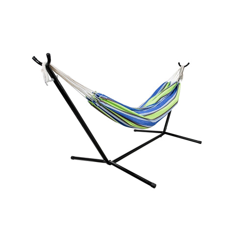 Green hammock with metal frame
