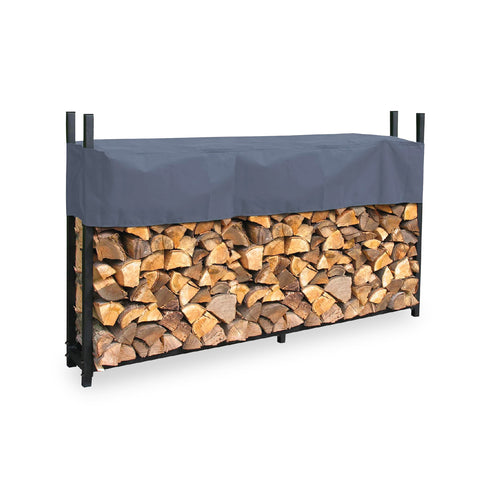 Outdoor Steel Firewood Rack with Cover, 200x25x115 cm