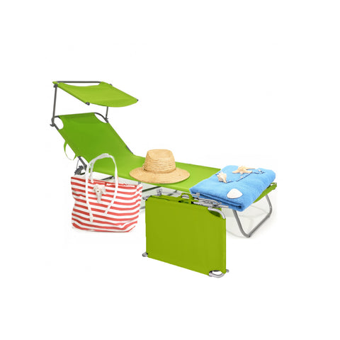 Garden and Beach Sun Lounger with Sun Canopy and Adjustable Backrest
