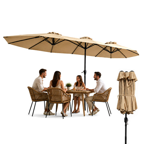 XXL 460x270 Oval Garden Parasol in Carbon Steel with Polyester Canopy - Height 2,45m (Base NOT Included)