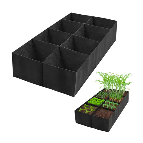 480L Fabric Raised Garden Bed with 8 Compartments – 182x91 cm