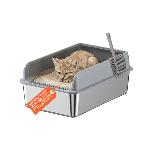 Steel Cat Litter Box Kit – Complete with Lid, Scoop and Bag P