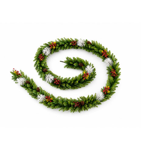 saint joy festone natalizio 150 cm con pigne e bacche rosse rami modellabili ean 8050043127976