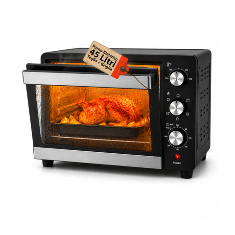 45-Liter Countertop Electric Oven, Convection, with Timer and Double Glass Door, 1800W, with Accessories
