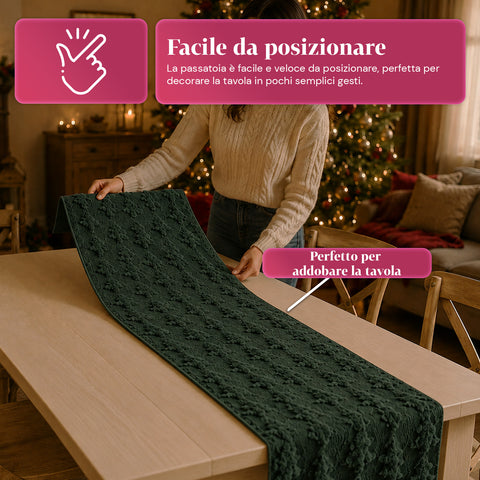 saint joy runner natalizio 33x180 cm con alberi in rilievo rosso o verde ean 8050043128317