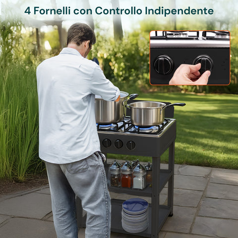 staylux cucina a gas da esterno con supporto e 2 ripiani acciaio potente e pratica ean 8055954980054
