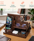 avilia home organizer da scrivania in legno con supporto smartphone e porta orologi compreso di alloggiamento per il cavo ricarica 255x15x185 cm ean 8052879011412