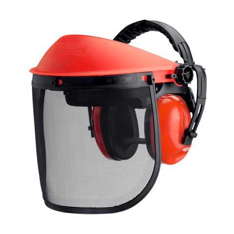 Hearing-protection earmuffs with metal visor for brush cutter, SNR 22db