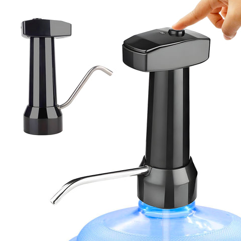 Rechargeable electric water tap for containers, black