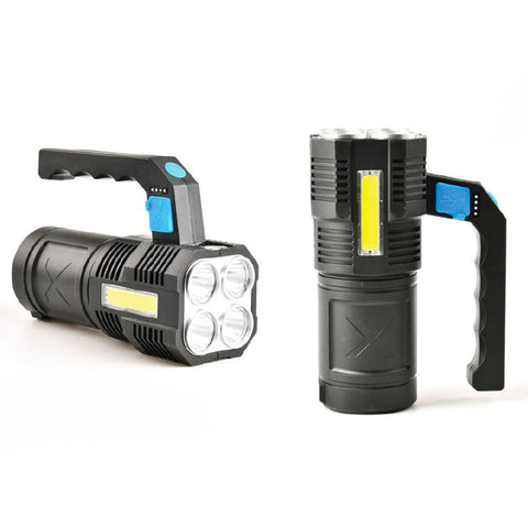 4-LED Camping Flashlight 180lm with 150lm Side Light, USB Rechargeable