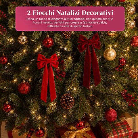 saint joy fiocchi per albero di natale in velluto set 2 bordeaux e rosso ean 8050043127990