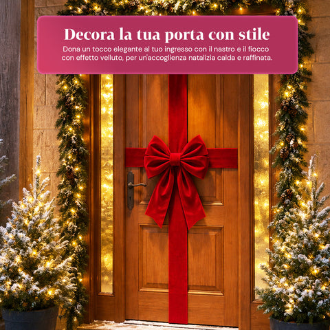saint joy fiocco natalizio xxl effetto velluto con nastro decorativo 430x200 cm ean 8050043128119
