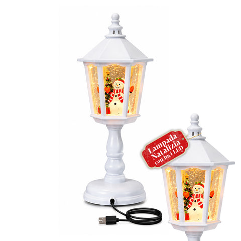 saint joy lampada natalizia con neve luci led e musica usb 2 colori ean 8050043128195