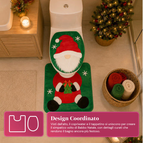 saint joy copriwater natalizio set 2 pezzi babbo natale con tappeto verde ean 8050043128034