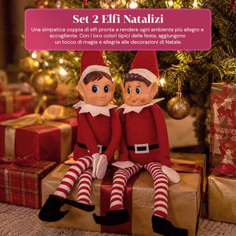 saint joy elfi di natale set 2 pezzi flessibili h40 cm 2 fantasie ean 8050043128430