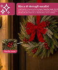 saint joy ghirlanda natalizia a38 cm con fiocco rosso e bacche effetto neve ean 8050043128546