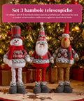 saint joy pupazzi natalizi set 3 con gambe regolabili tema scozzese o inglese ean 8050043128409