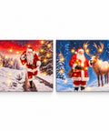 saint joy quadri natalizi con luci led in set da 2 30x40 cm babbo natale renne gnomo e alberi che si illuminano a batteria con interruttore ean 8056819082395