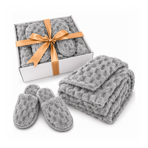 saint joy set coperta e pantofole soffici e avvolgenti plaid morbido 125x170 cm ciabatte taglia unica 4 colori ean 8056819079661