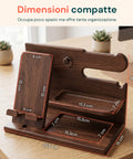 avilia home organizer da scrivania in legno con supporto smartphone e porta orologi compreso di alloggiamento per il cavo ricarica 255x15x185 cm ean 8052879011412